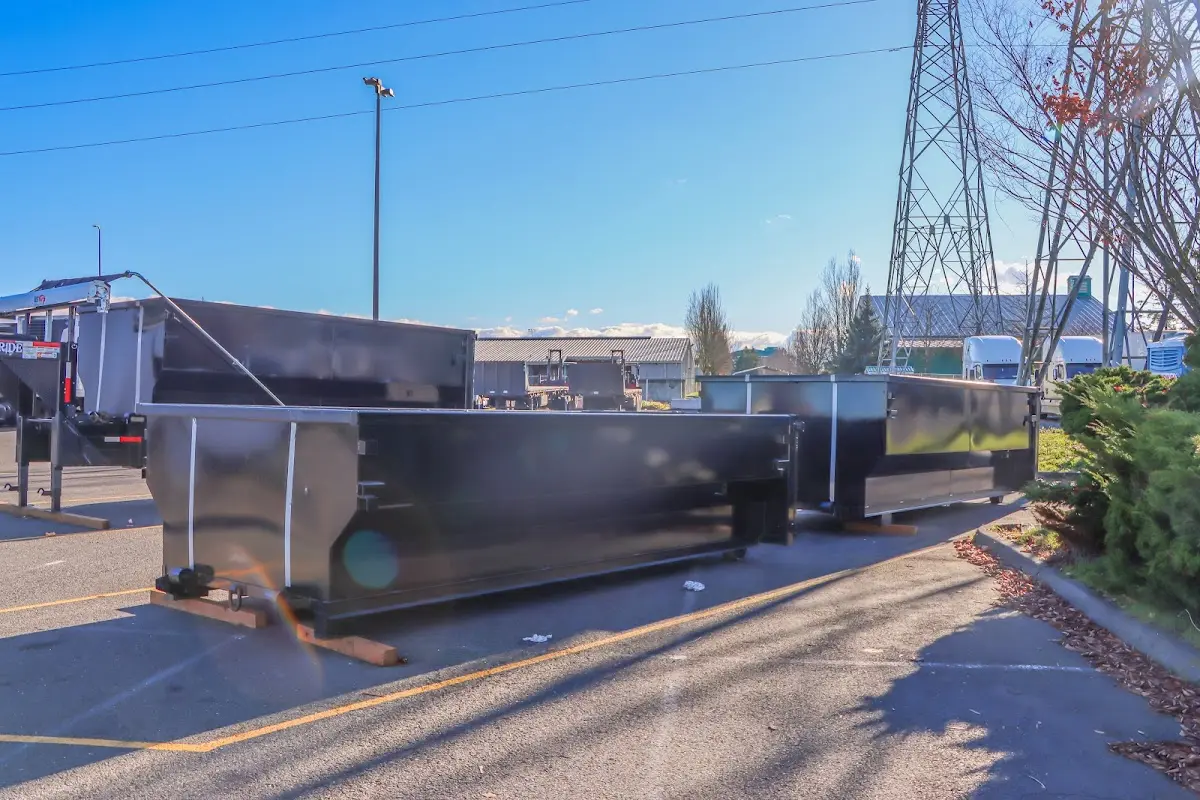 Roll-off dumpster ready for waste disposal at job site for Construction Dumpster Rental in Wilsonville
